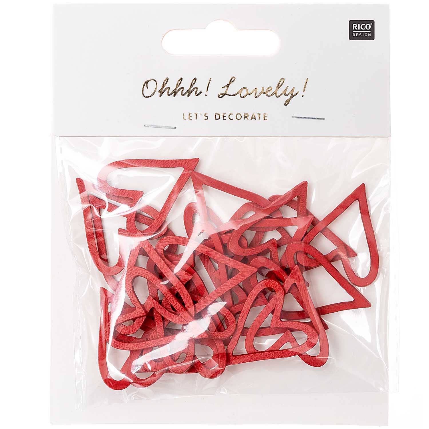 Holzstreu Herz offen 24 Stück Farbe Rot von Rico Design Holzstreu Herz offen 24 Stück von Rico Design: Rote Herzstreu in transparenter Verpackung. Ideal für Dekorationen.