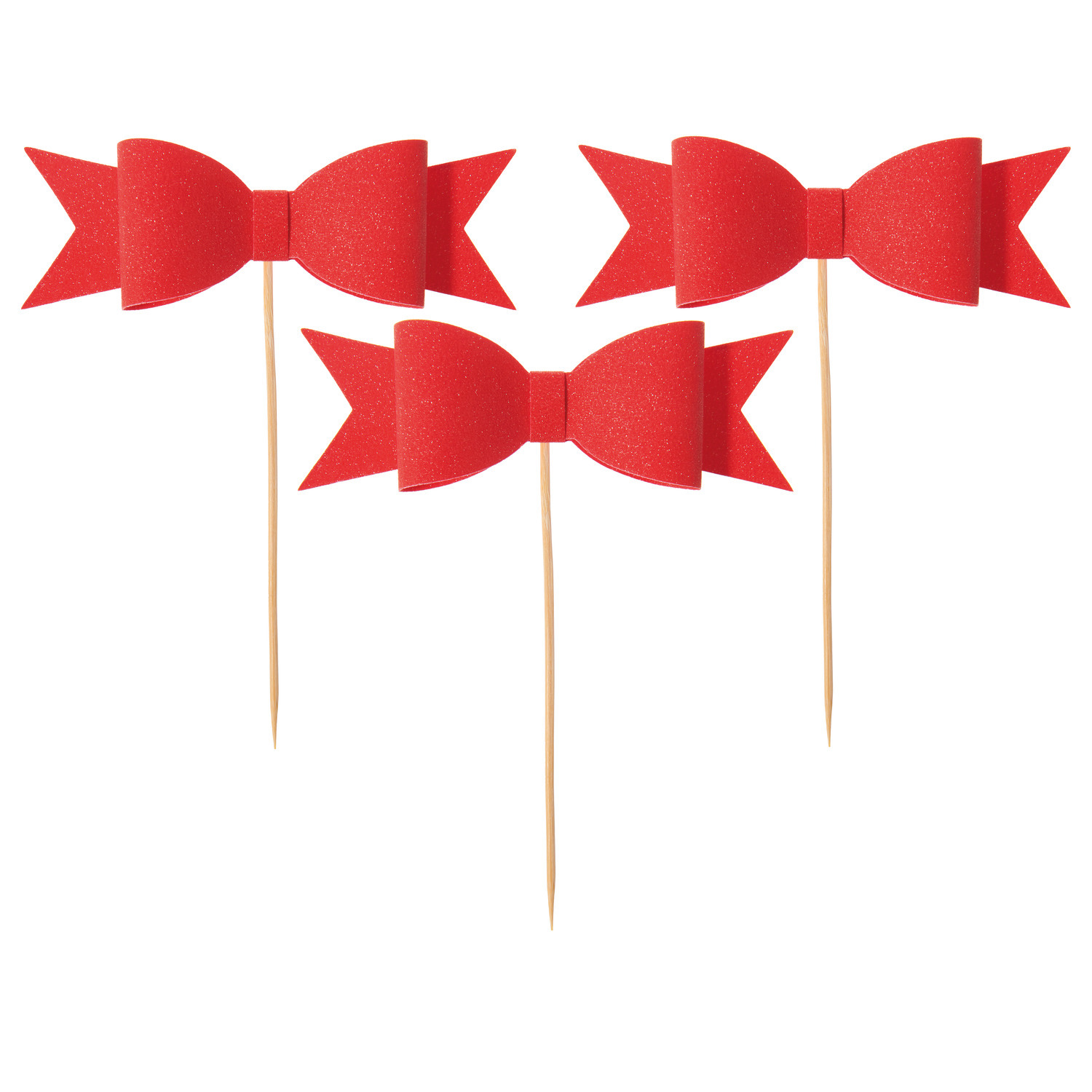 Picker Schleife Rot 10,5x13,5cm 6 Stück von Rico Design Picker Schleife Rot: Drei rote Schleifen auf Holzstäbchen von Rico Design, ideal für Dekorationen.