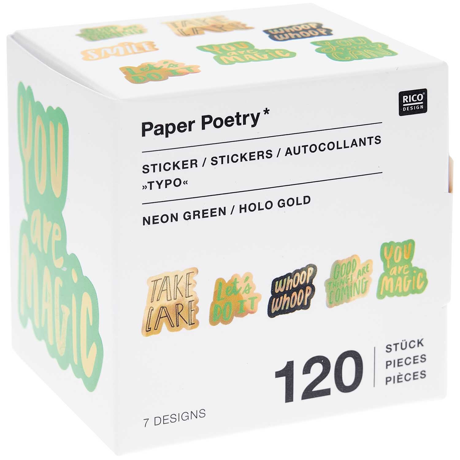 Paper Poetry Sticker Typo Ø 5cm 120 Stück auf der Rolle von Rico Design