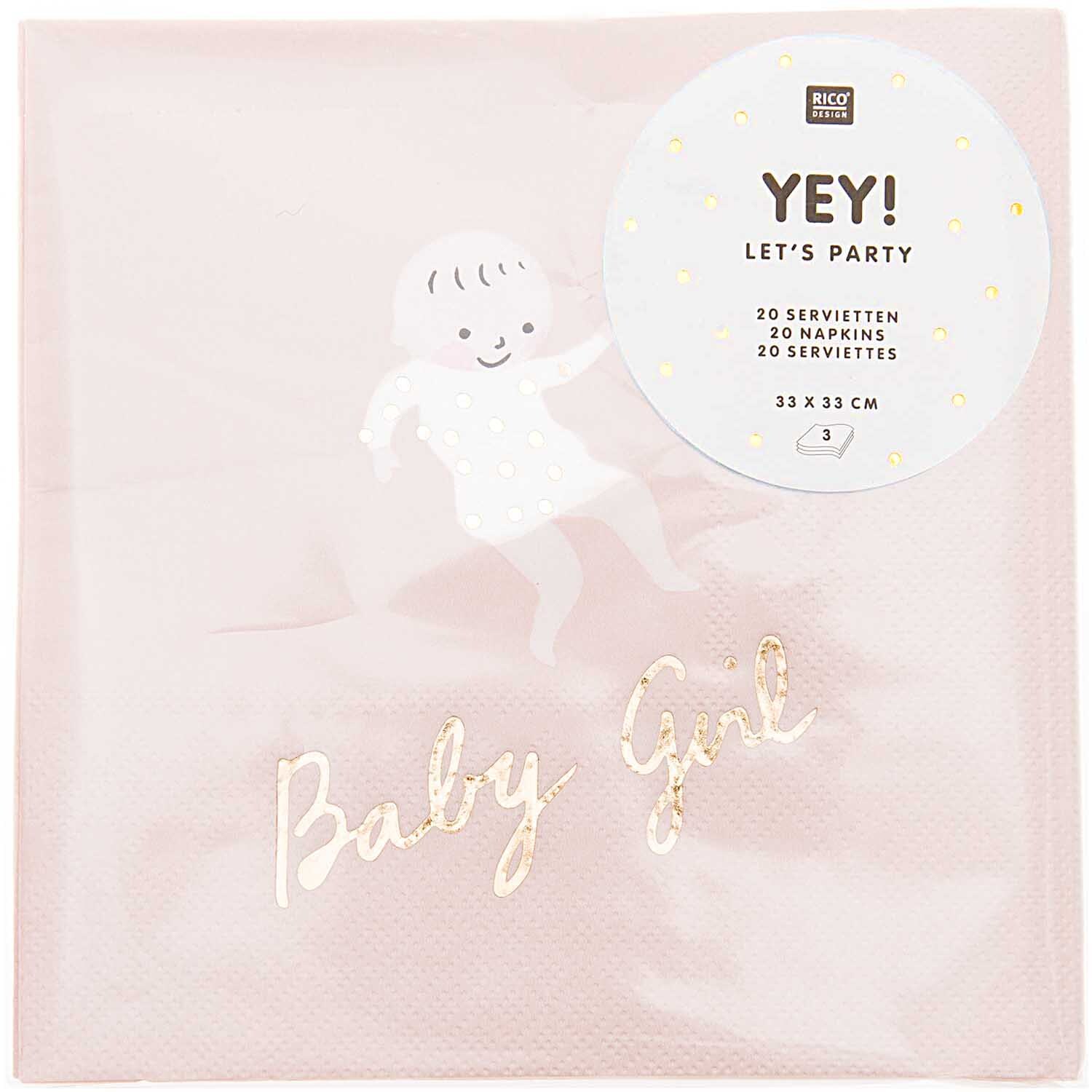 Servietten Baby Girl 33x33cm 20 Stück von Rico Design