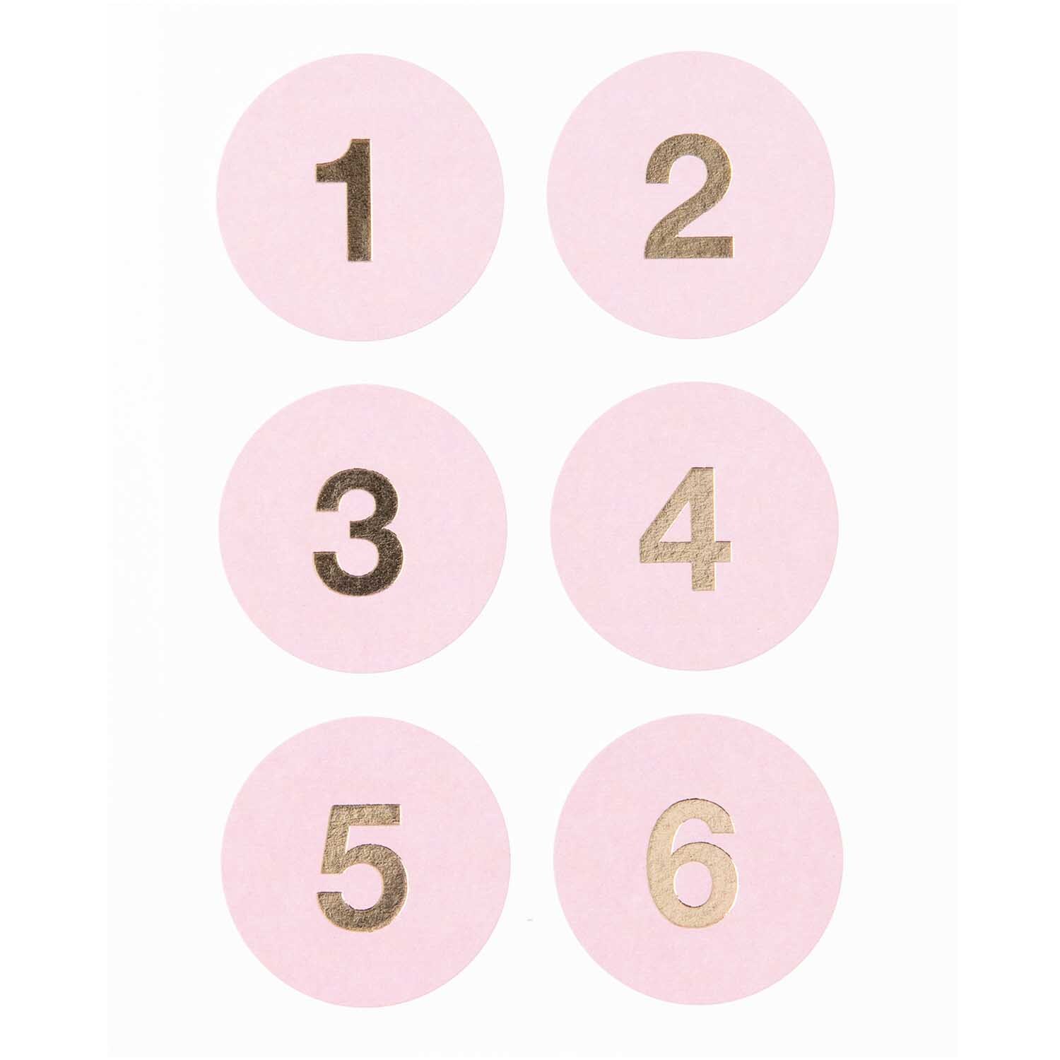 Paper Poetry Adventskalender Sticker mit Zahlen 1-24 in Rosa von Rico Design, ideal für kreative Projekte.