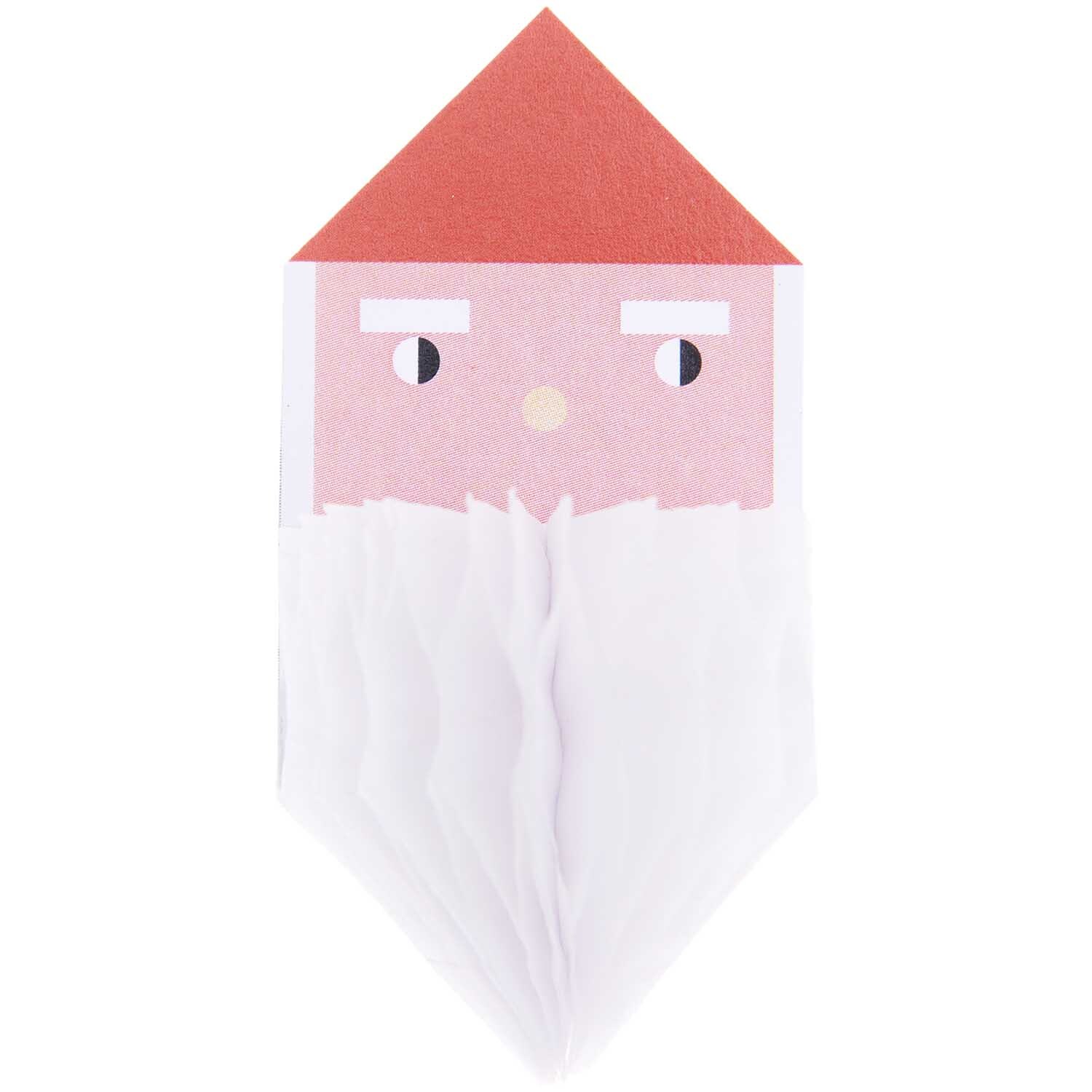 Paper Poetry Wabenpapiersticker zeigt einen stilisierten Weihnachtsmann mit rotem Hut und weißem Bart. Marke: Rico Design.