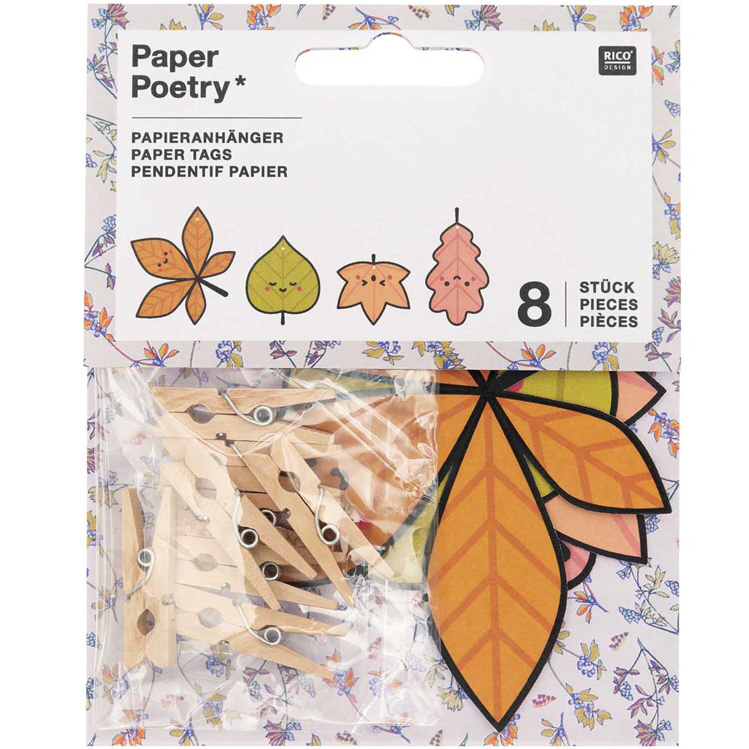 Paper Poetry Papieranhänger Blätter bunt 8 Stück von Rico Design