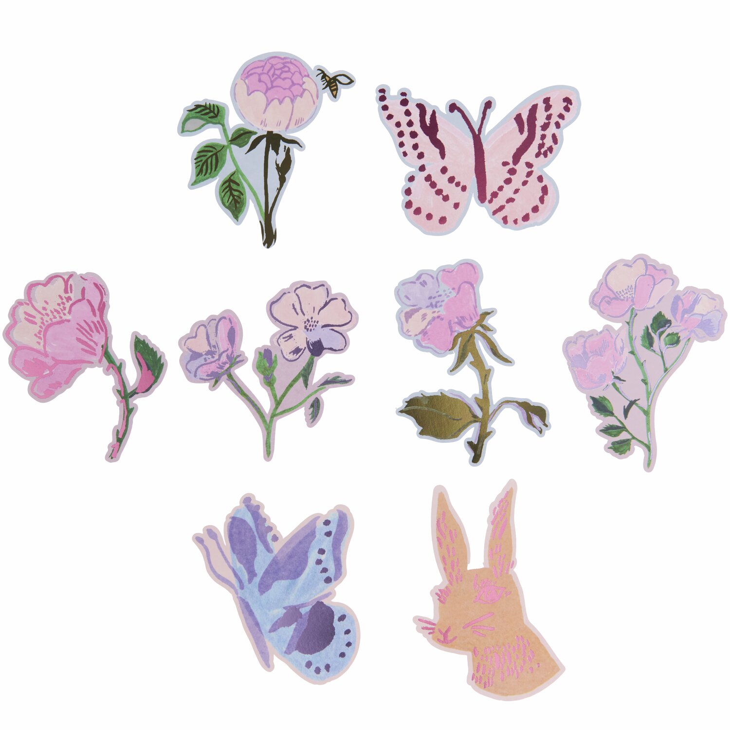 Paper Poetry Kartenset La Vie en Rose Ostern, 16-teilig, mit bunten Blumen- und Schmetterlingsmotiven. Ideal für kreative Osterdekorationen.
