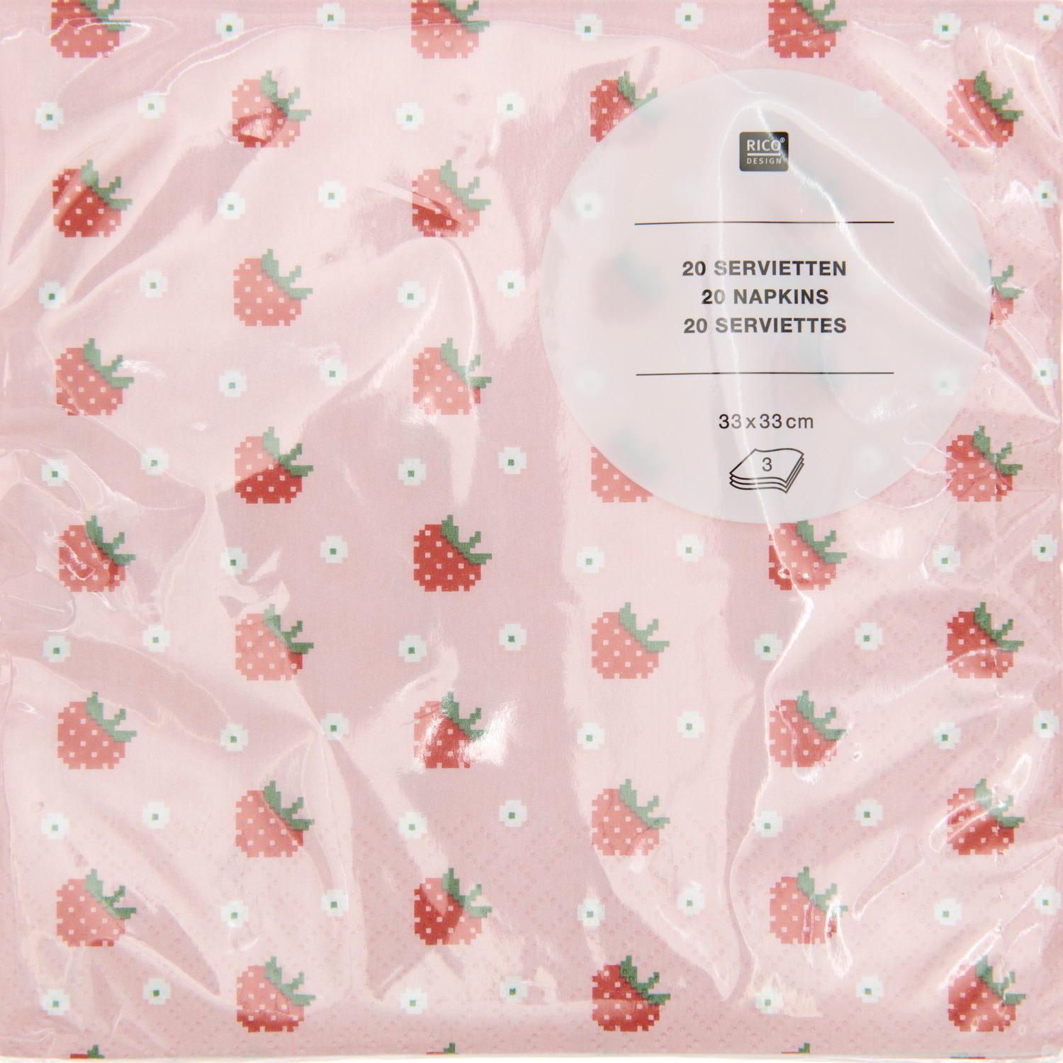 Servietten Erdbeeren  30x33cm 20 Stück von Rico Design