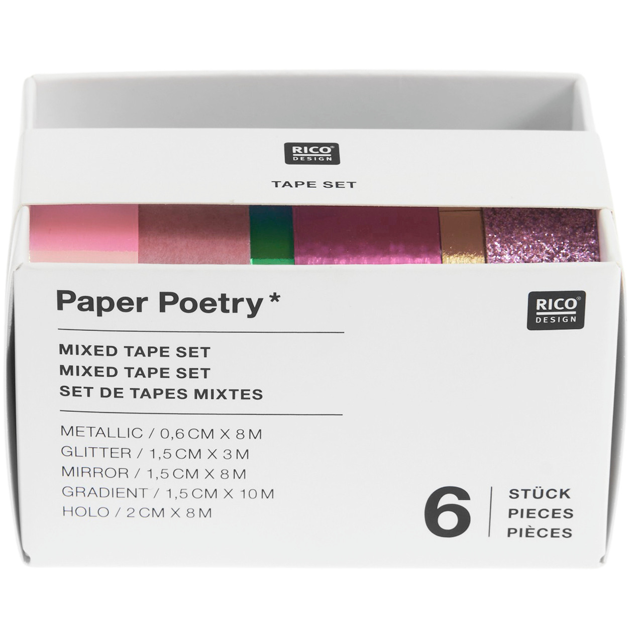 Paper Poetry Mixed Tape Set Pink/Rosa 6-teilig von Rico Design