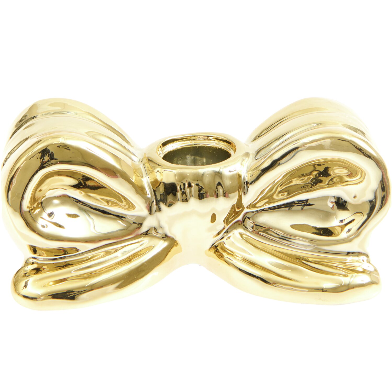 Bougeoir en porcelaine avec nœud 5 x 12,3 x 6,3 cm Couleur Or from Rico Design Porzellan Kerzenhalter Schleife in glänzendem Gold von Rico Design, ideal für elegante Dekorationen.