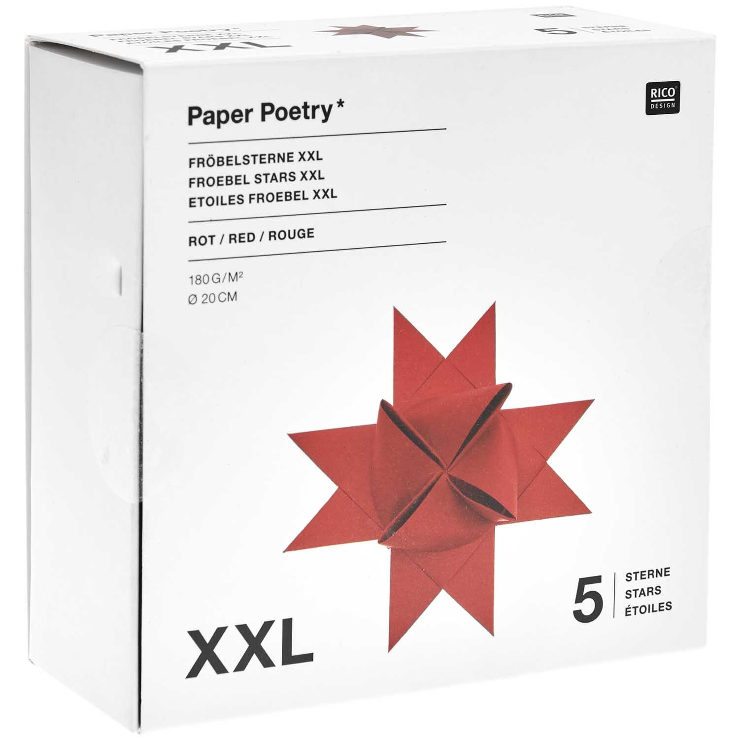 Paper Poetry Fröbelstreifen XXL 180g/m2 20 pièces Couleur Rouge from Rico Design Paper Poetry Fröbelstreifen XXL 180g/m2 20 Stück, rote Verpackung von Rico Design für kreative Bastelprojekte.