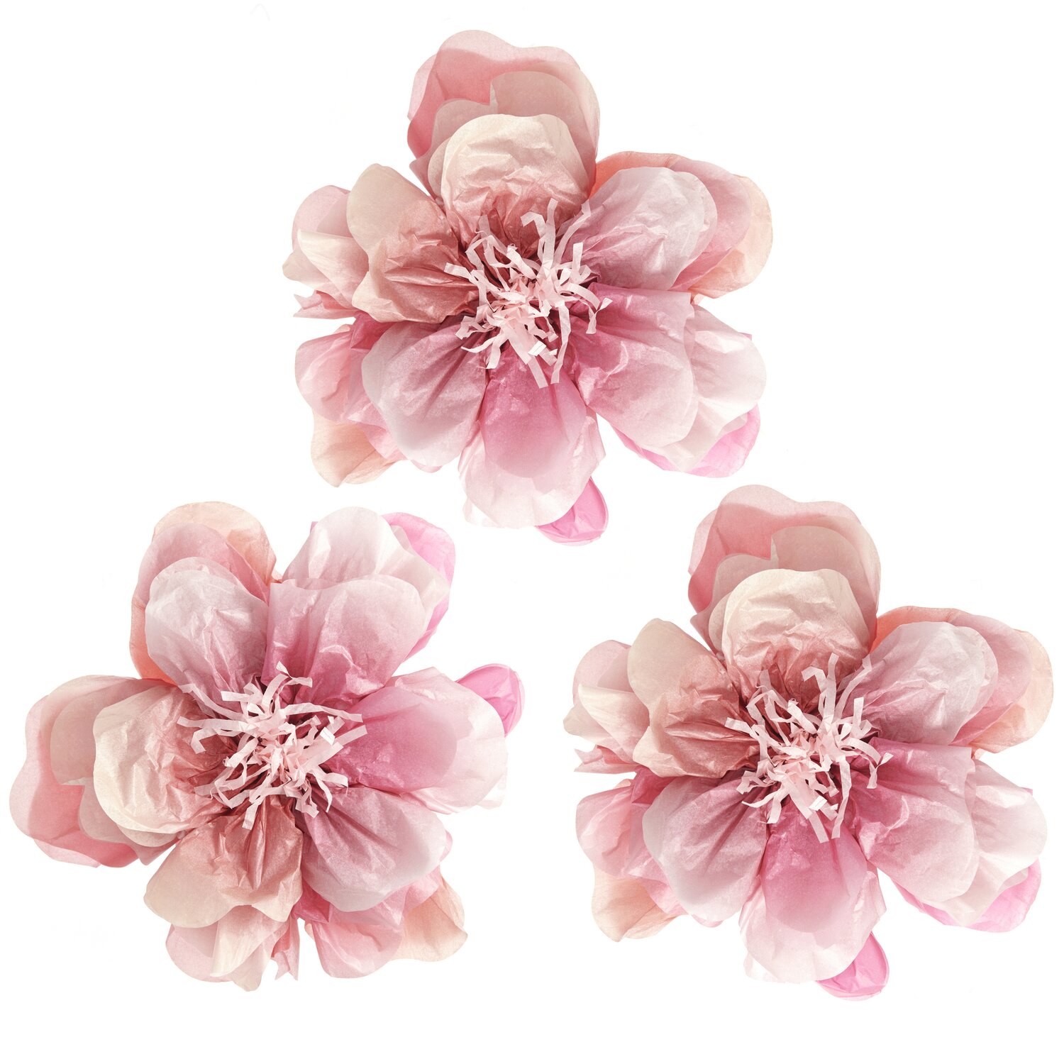 Seidenpapierblumen Wildrose Rosa, 3 Stück, von Rico Design. Zarte Blüten in verschiedenen Rosatönen.