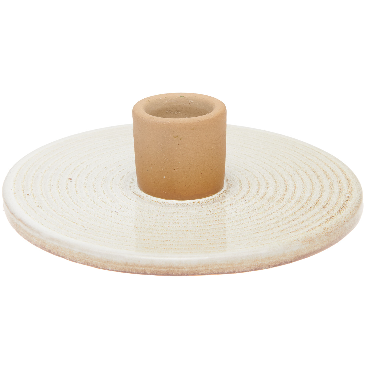 Porzellan Kerzenhalter Rund Beige von Rico Design, elegant gestaltet, ideal für stilvolle Dekorationen.