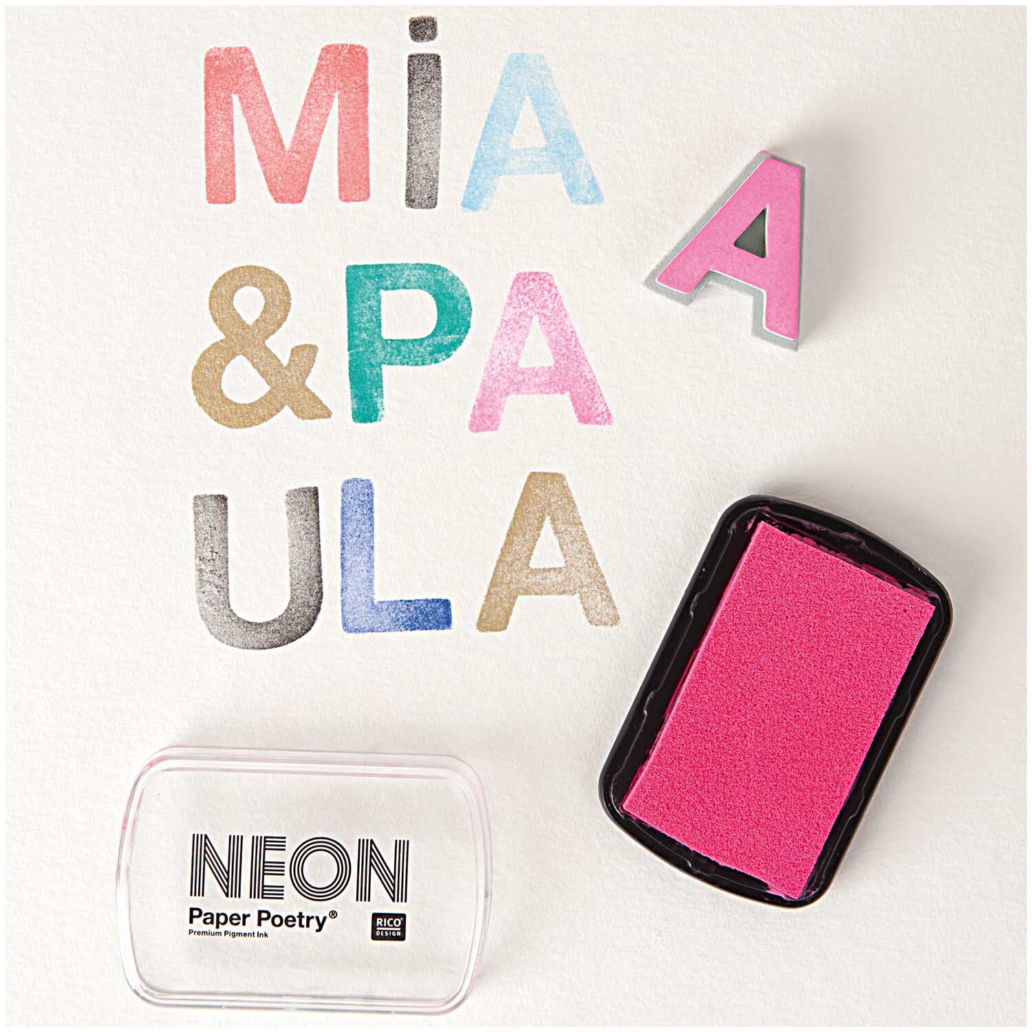 Paper Poetry Stempelkissen neonpink 9x6cm von Rico Design