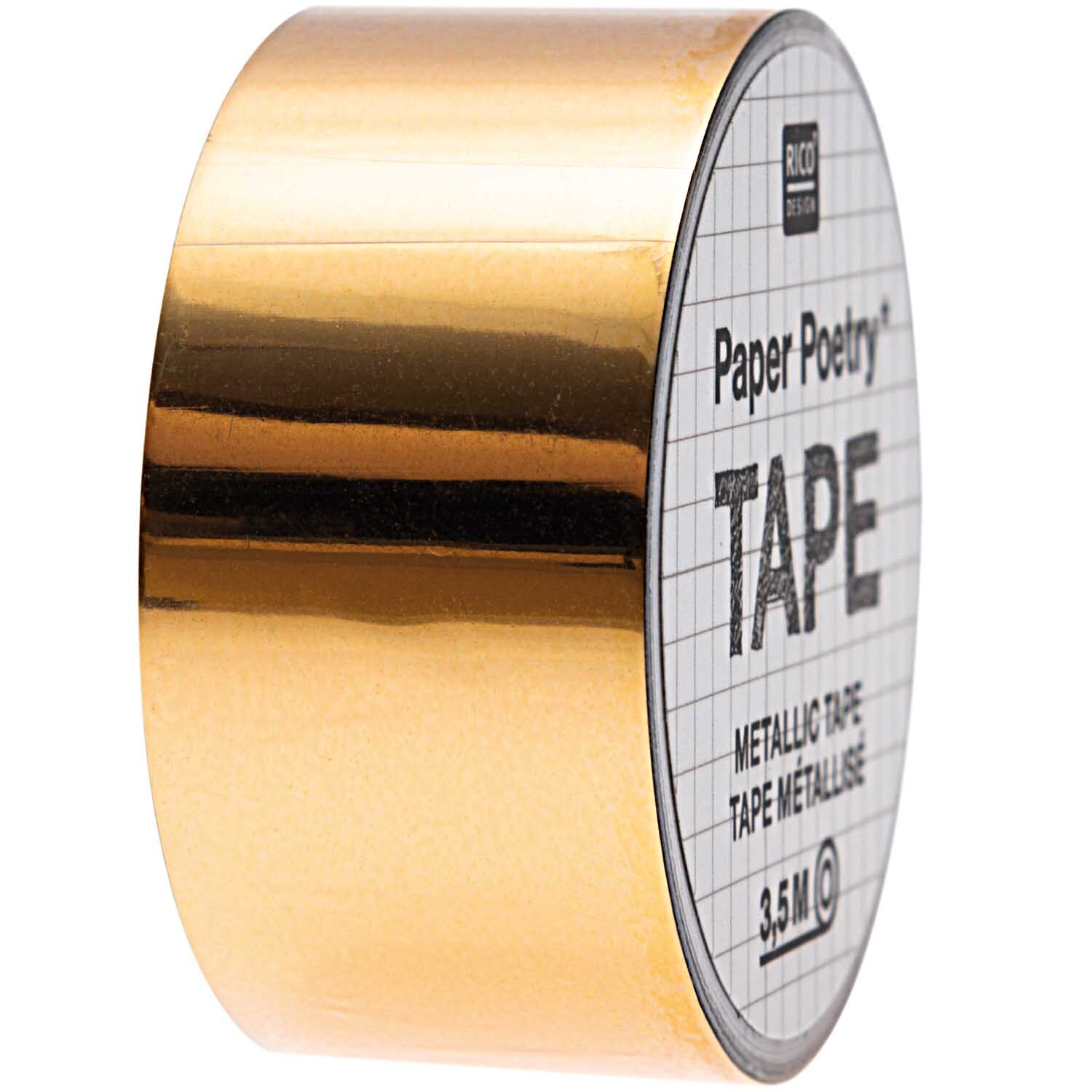 Paper Poetry Mirror Metallic Tape in Gold von Rico Design, 19mm breit, 3,5m lang, glänzend.