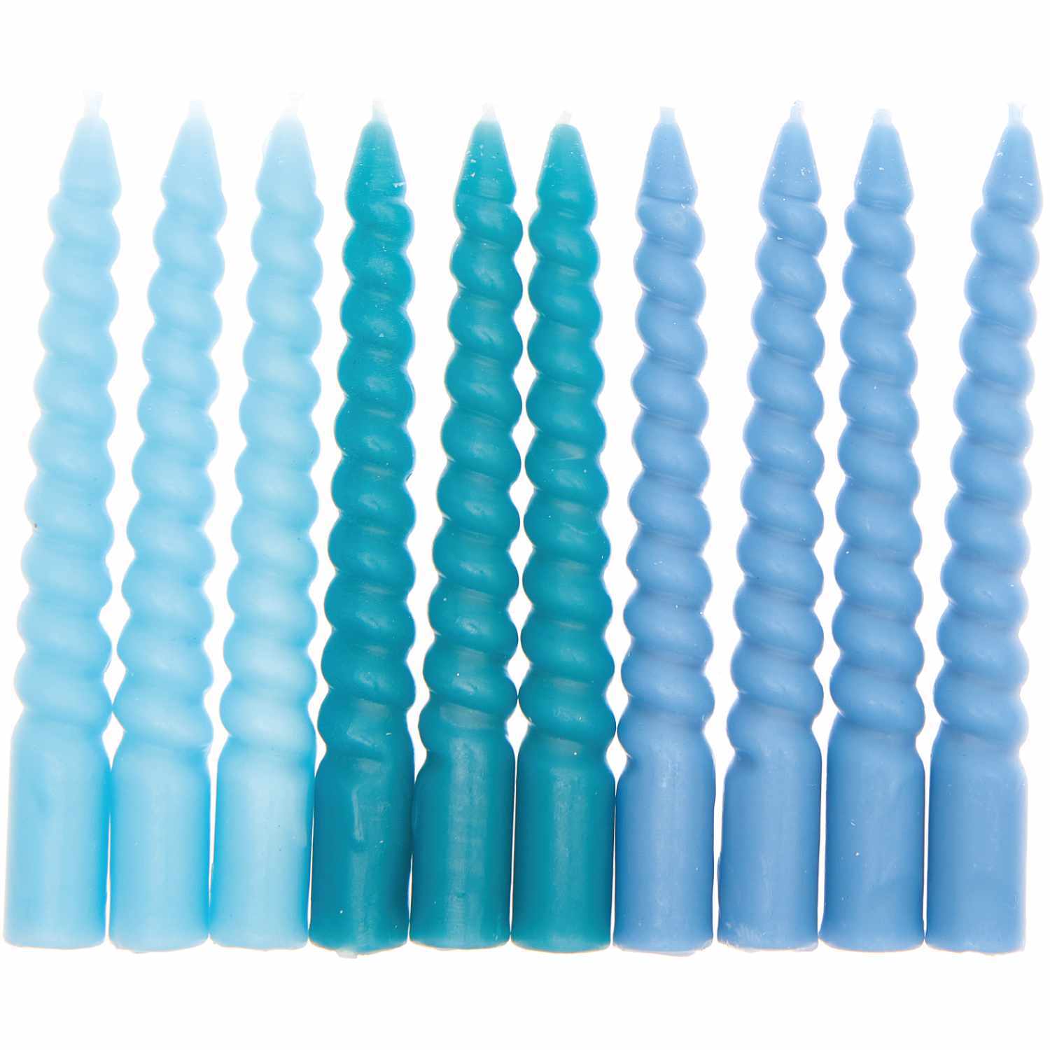 Spiralkerzen smokey blau Mix 1,2x10cm 10 Stück, verschiedene Blautöne, von Rico Design.