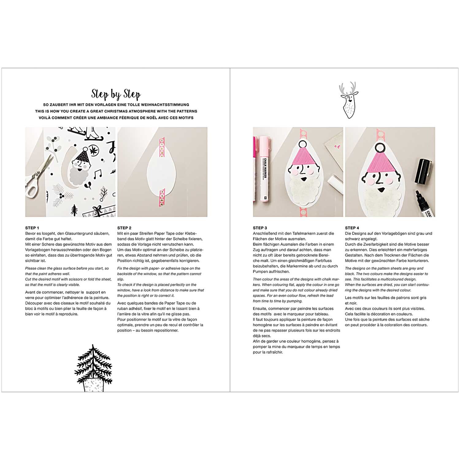 Vorlagenmappe Jolly Christmas Fenster- und Glasmalerei mit Kreidestiften von Rico Design Vorlagenmappe Jolly Christmas für Fenster- und Glasmalerei mit Kreidestiften von Rico Design. Anleitung mit Schritt-für-Schritt-Bildern.