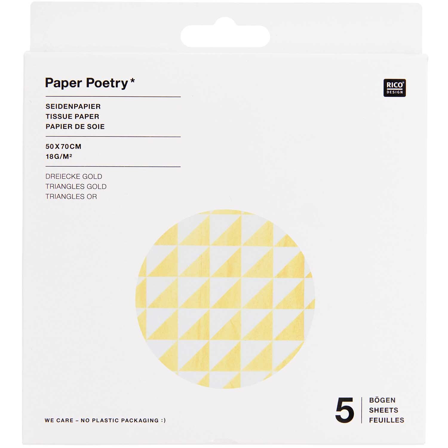 Paper Poetry Seidenpapier Dreiecke gold-weiß 50x70cm von Rico Design