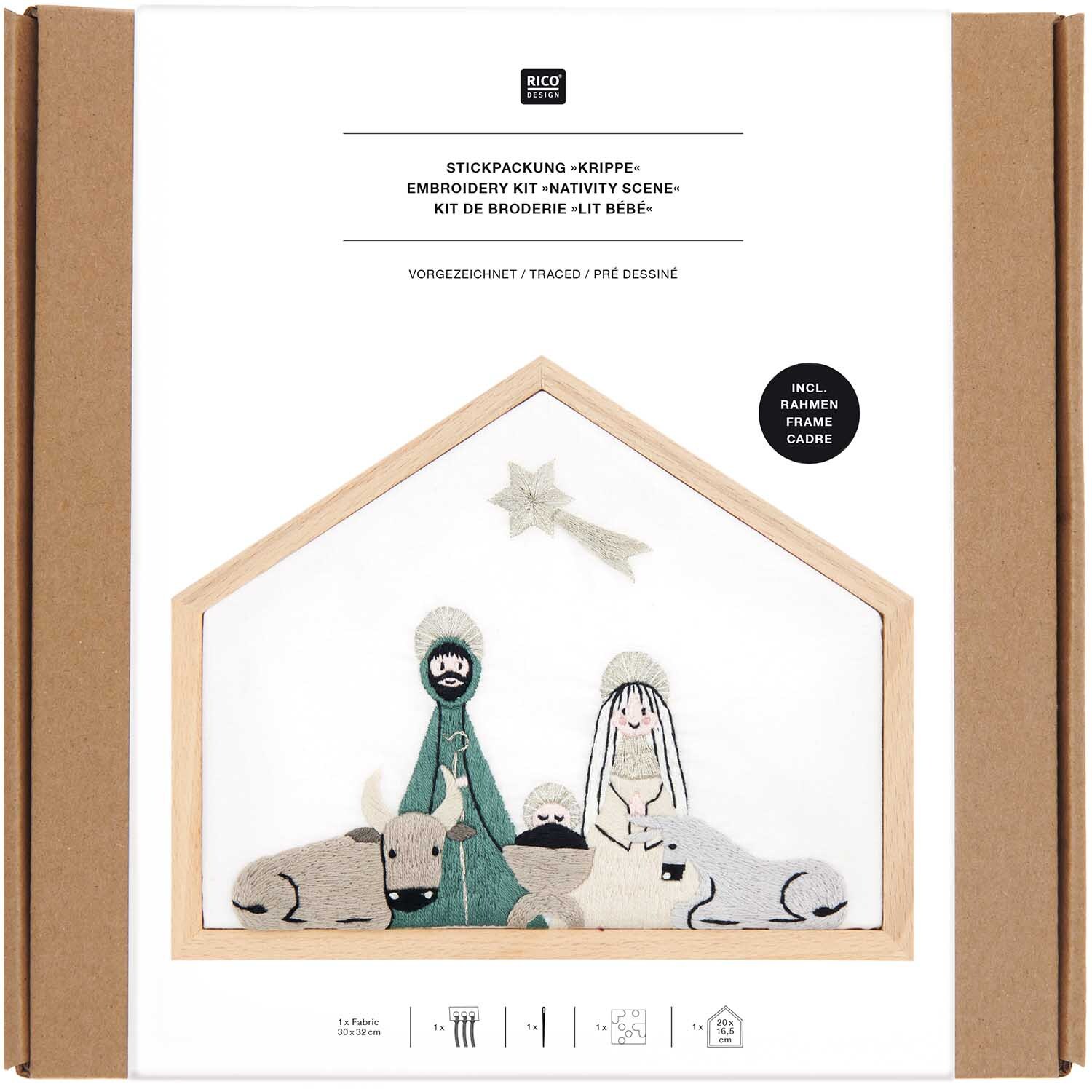 Paquet à broder Crèche petite dessinée 20x16,5cm from Rico Design