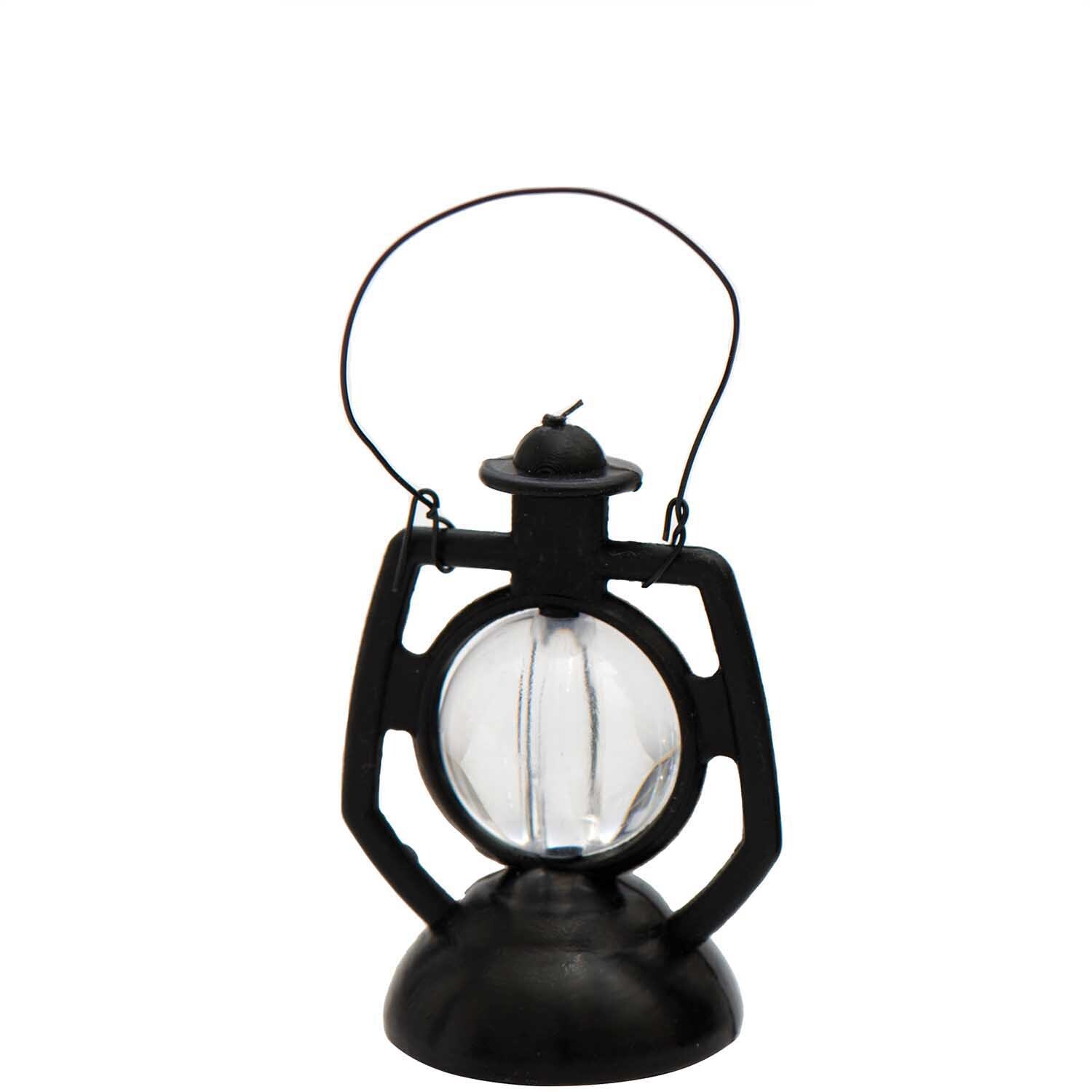 Miniatur Laterne 2,5x3,5cm von Rico Design, schwarze Laterne mit klarem Glas, ideal für Dekorationen.