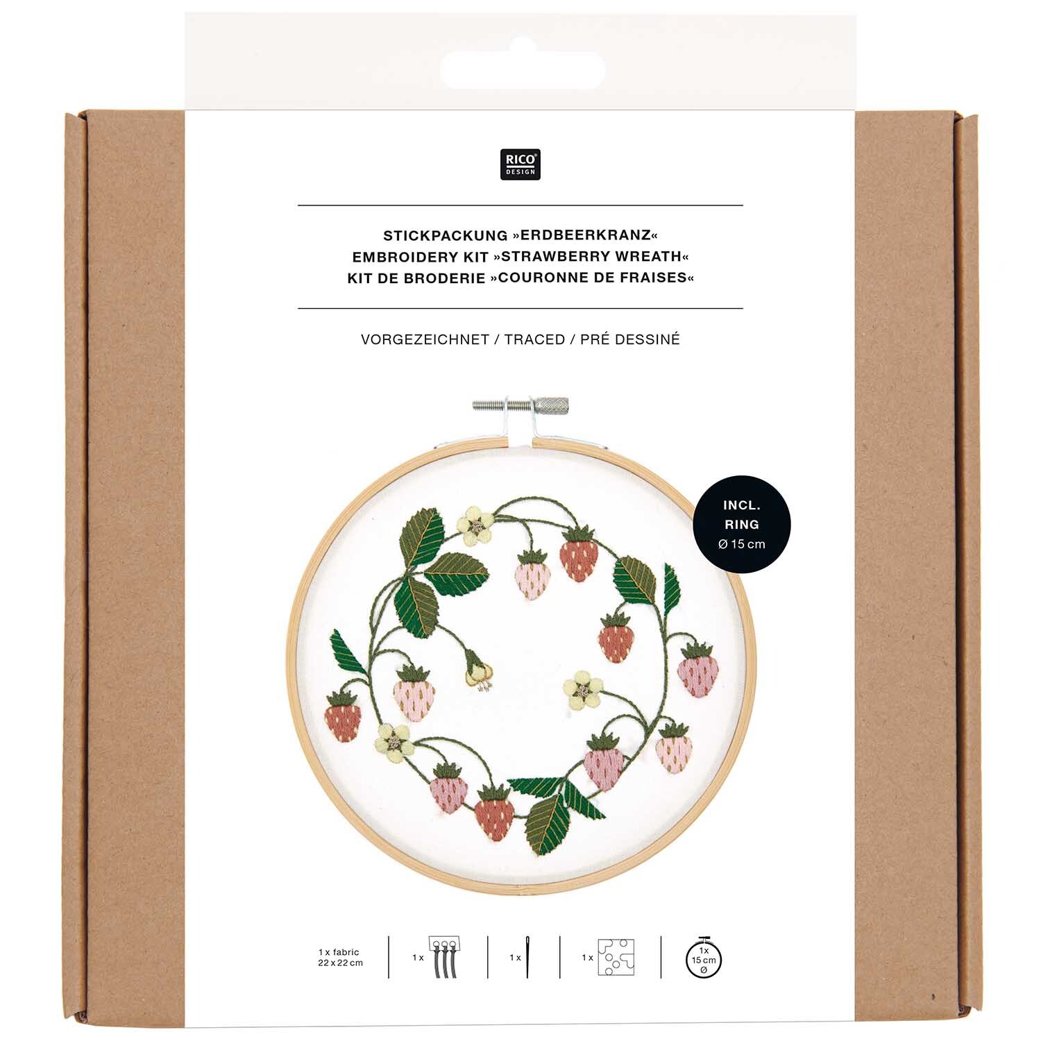 Kit de broderie couronne de fraises pré-dessiné from Rico Design